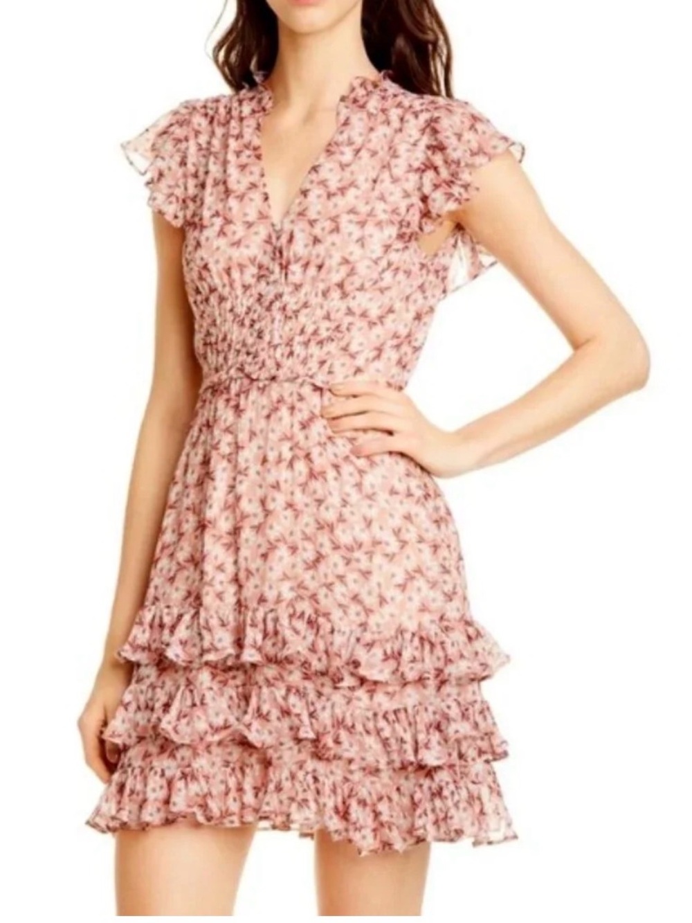 Rebecca Taylor Lucia Floral Ruffle Dress NEW w Tags